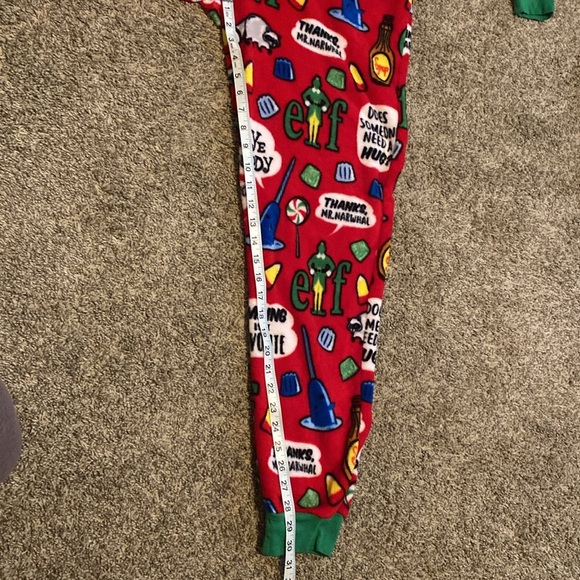 Elf Christmas Fleece Pajamas Zip Up Red Medium - Picture 7 of 7